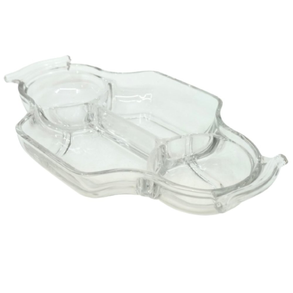 VINTAGE DEPRESSION GLASS~FOUR COMPARTMENT RELISH or CANDY DISH~13” x 7.25”